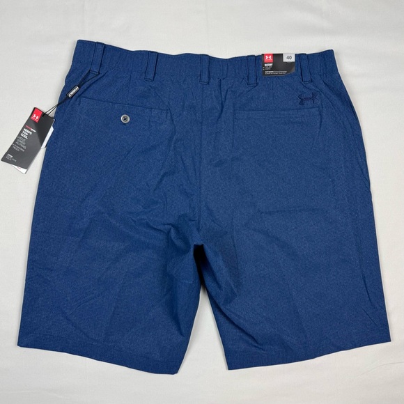 Under Armour Mens Vented Golf Shorts Sz 40 Navy Blue Elastic Waist C1 - Picture 2 of 7